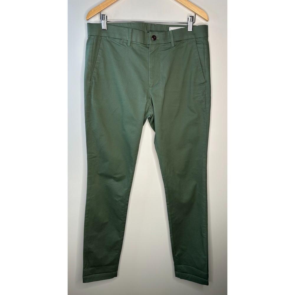 Gap Modern Skinny Performance Khakis Men's Size 34 x 34 Olive Green Chino Pants - Picture 2 of 13